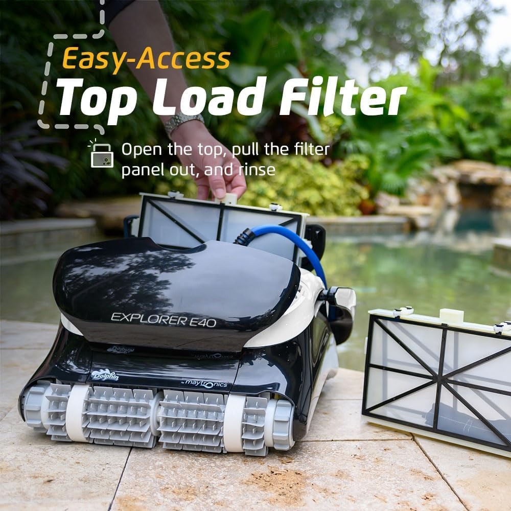 Maytronics Dolphin Explorer E40 Robotic Pool Cleaner – Wi-Fi Enabled with Wall Climbing & Waterline Scrubbing for Inground Pools up to 50 Ft