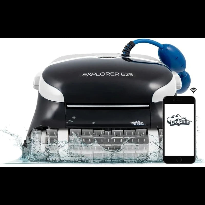 Maytronics Dolphin Explorer E25 Wi-Fi Robotic Pool Cleaner – Automatic Vacuum with Wall Climbing & Scrubbing for In-Ground Pools up to 50ft